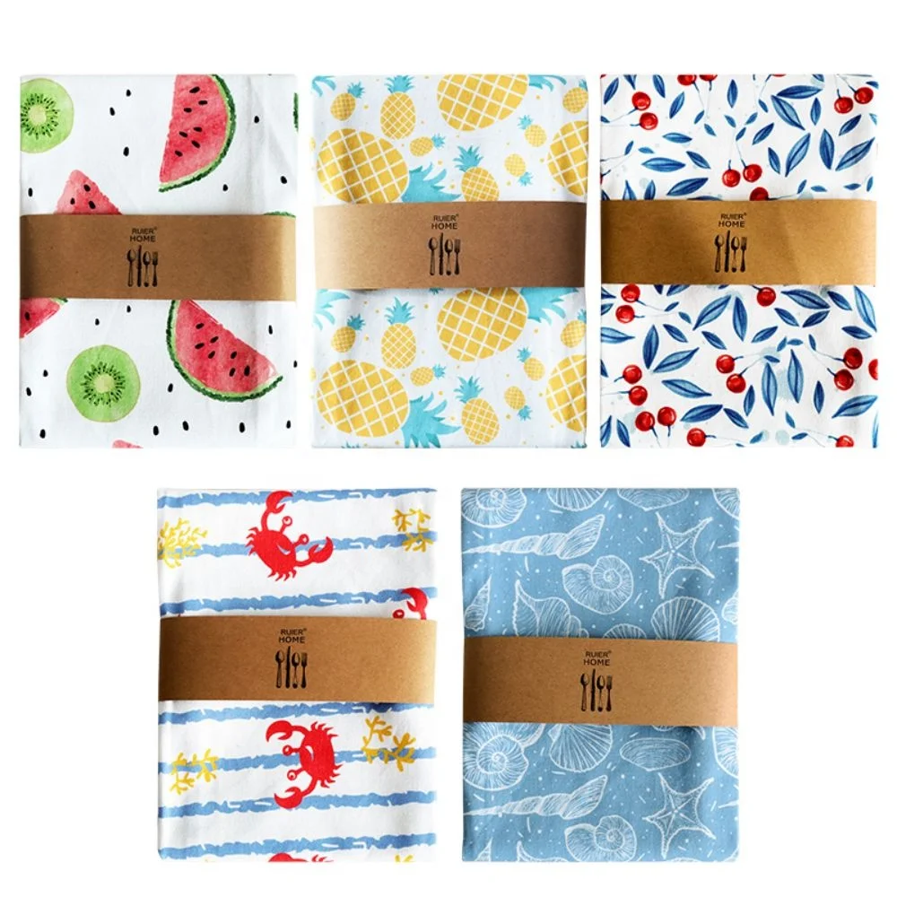 100% Cotton kitchen towel set,Wholesale Household 2pcs Set Mixed Printed dish cloth, fruit design tea towel set,
