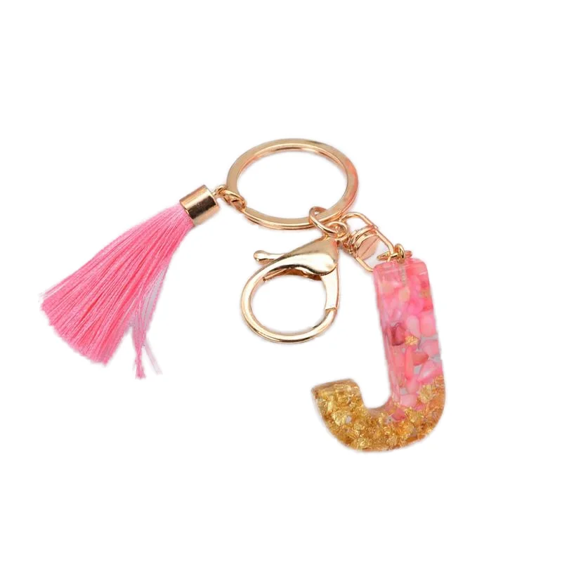 Pink Tassel Letter Keychain Epoxy Letter Pendant Fashion Bag Pendant Gift Keychains