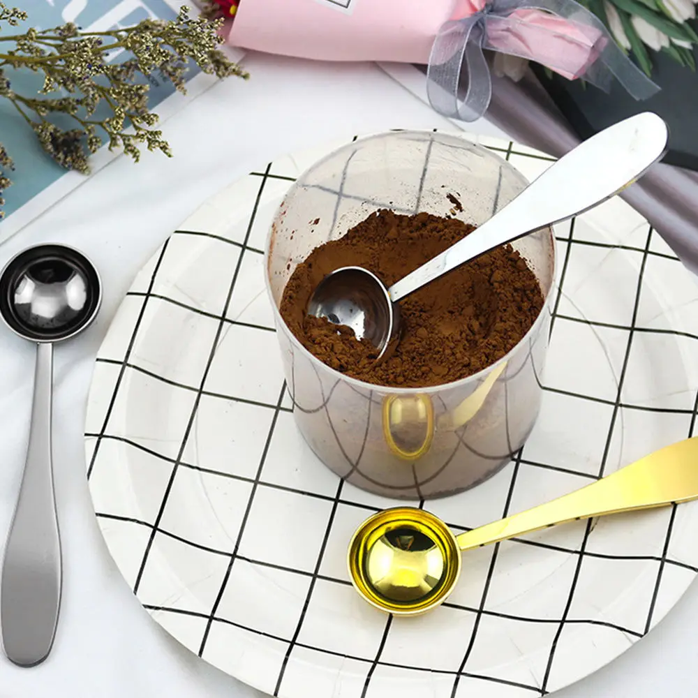 High quality Gold black Coffee Scoop Stainless Steel  Measuring Spoon long-handle for Coffee Tea Matcha