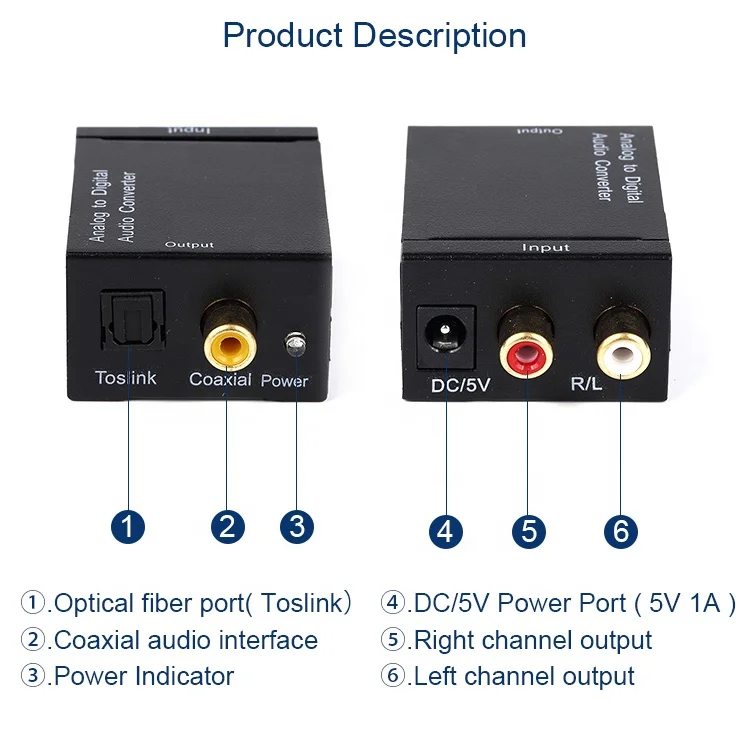 Digital To Analog Audio Converter Adapter Quality Mini Optical Fiber Coaxial Rca 3.5mm