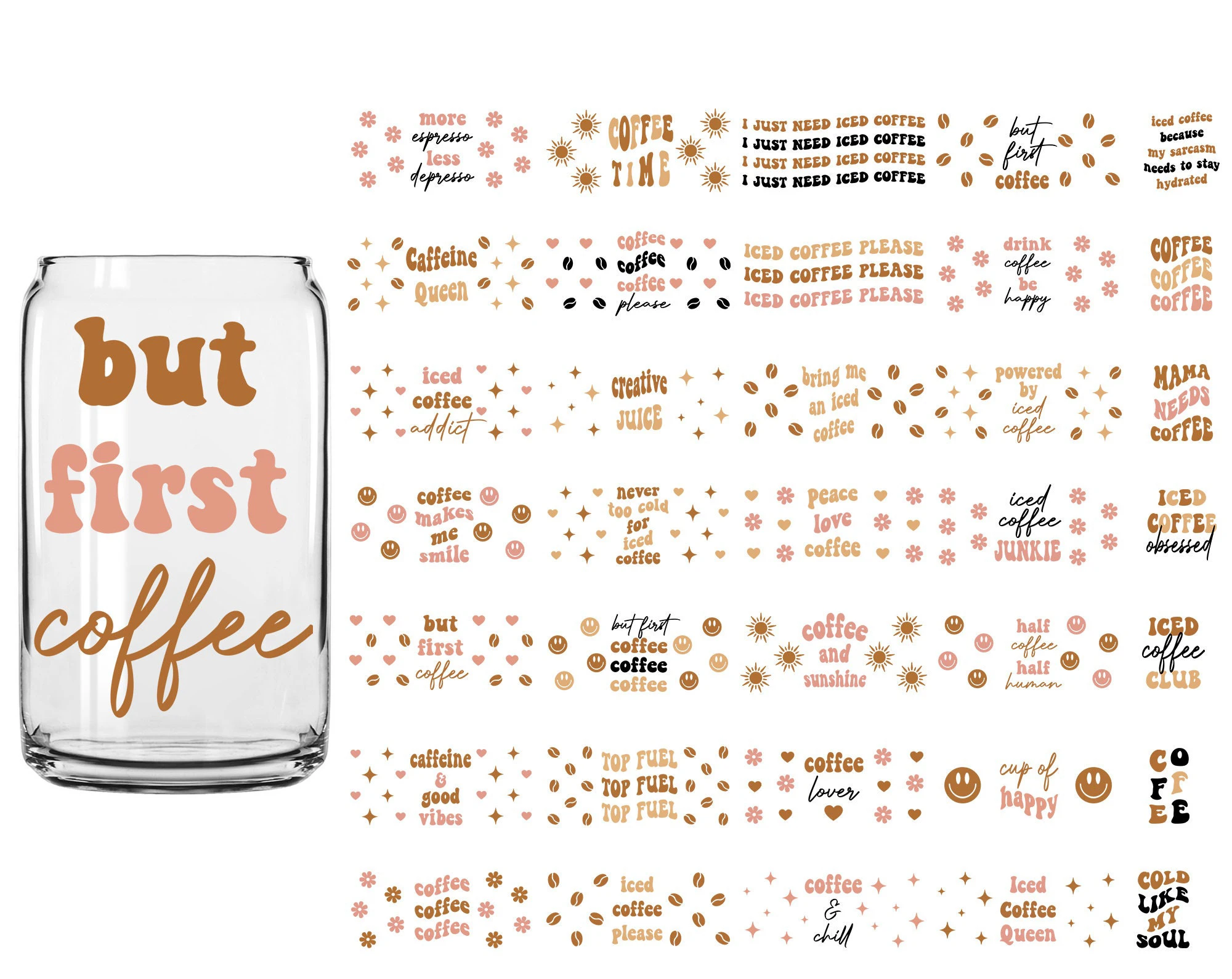 Wholesale Custom UV DTF Cup Wrap Transfer Stickers Print Packaging Label Self-adhesive For 16oz 20oz Libbey Glass