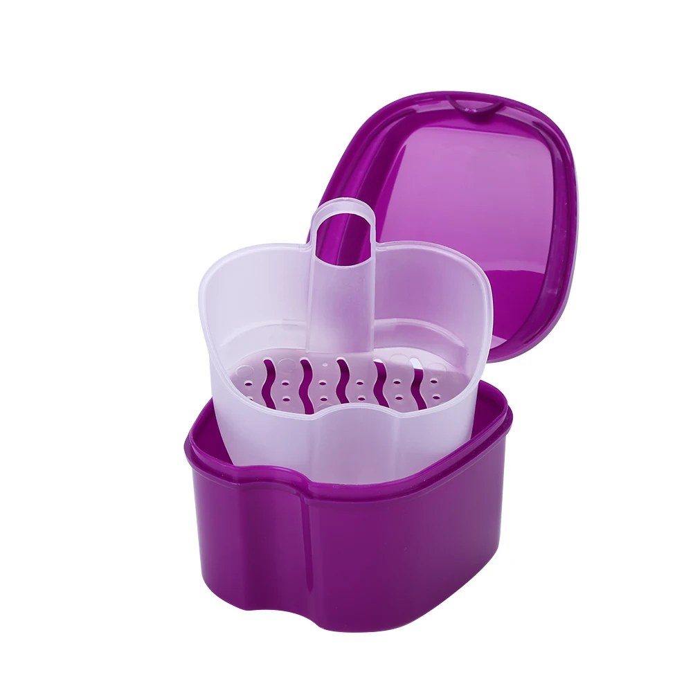 Denture Box Case Teeth Storage Box with Hanging Net Container Plastic Artificial Tooth Organizer Teeth Care