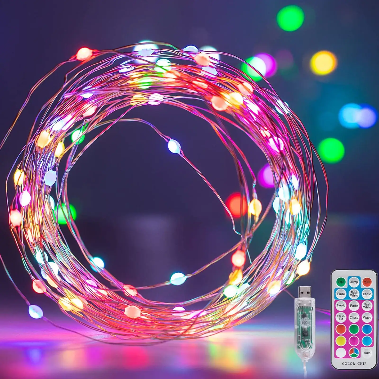 Bedroom Party 33 FT 100 LED String Lights with Remote 11 Modes USB Powered Christmas Color Changing fairy