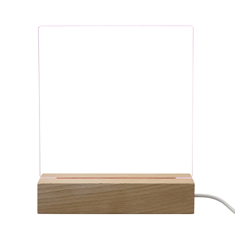 Hot Sale Blank Acrylic Sheet OEM Plate With Wooden Lamp Base Baby Night Light