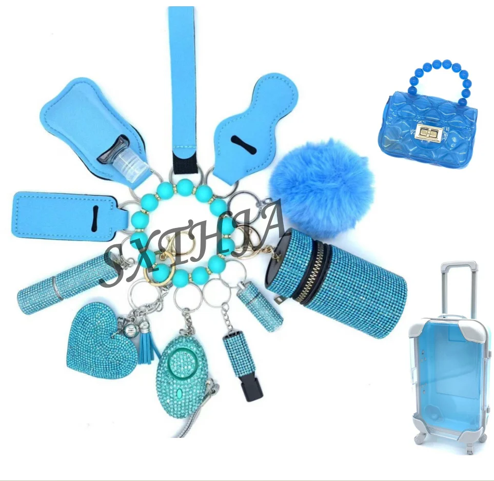 2024 Rhinestone Self Defense Keychain Set Tools Plastic Keychain Gadget Alloy Keychain Set Bling Self Defense Supplies for Women