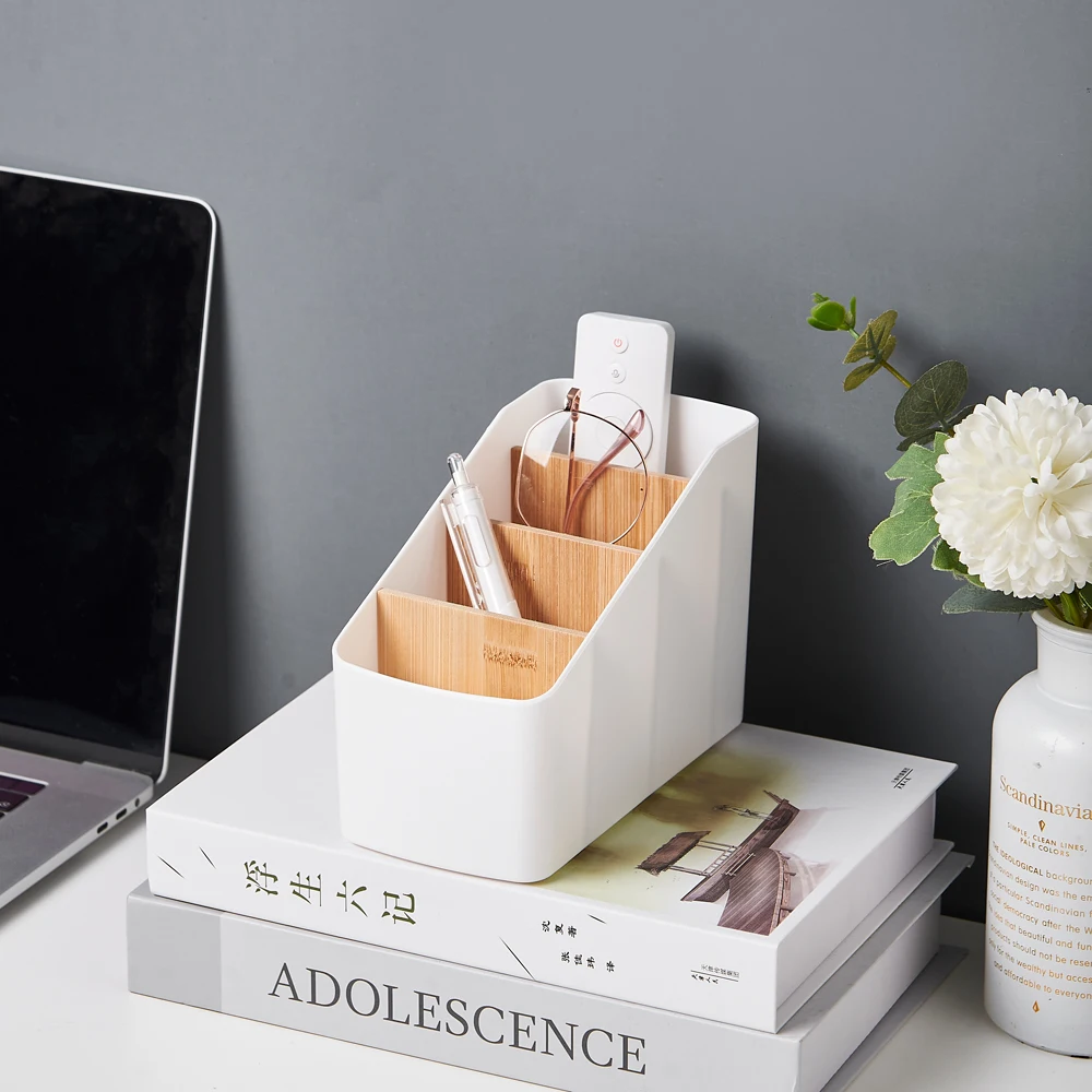 Modern Eco-Friendly Pencil Box for Jewelry & Makeup Storage with Remote Control Holder Convenient Organiser for Sundries