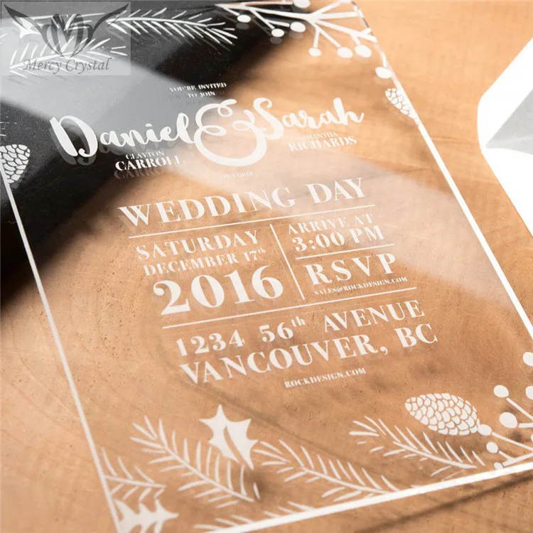 Wholesale Luxury Clear Acrylic Wedding Supplies Invitations Card