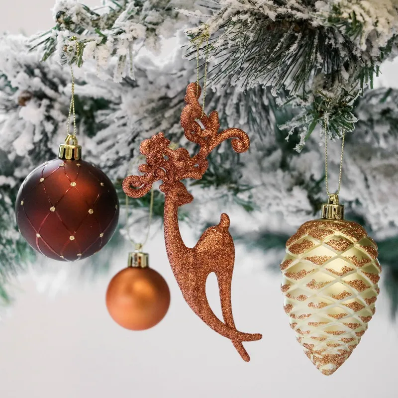 EAGLEGIFTS в наличии Ретро Золотой коричневый веселая Рождественская елка висячий кулон шар набор на открытом воздухе Роскошные рождественские украшения