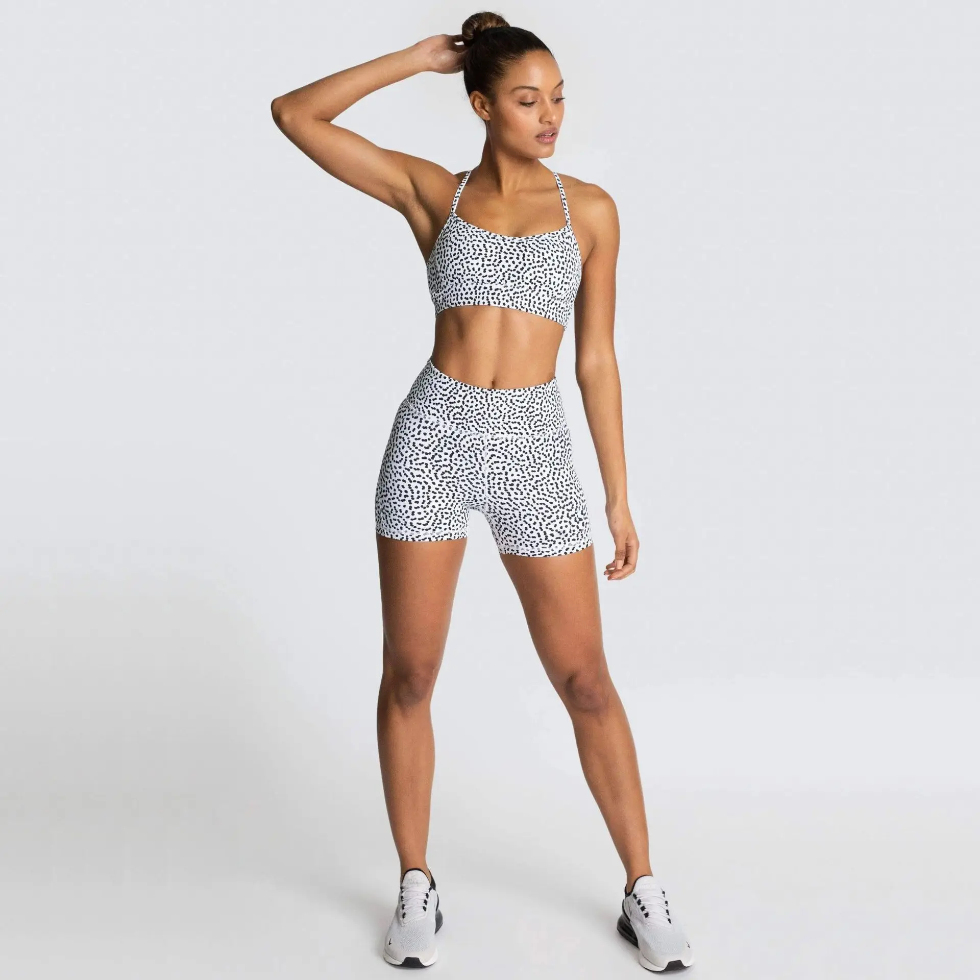 Летняя леопардовая одежда для фитнеса и йоги, женские короткие штаны, Женский комплект для фитнеса и йоги