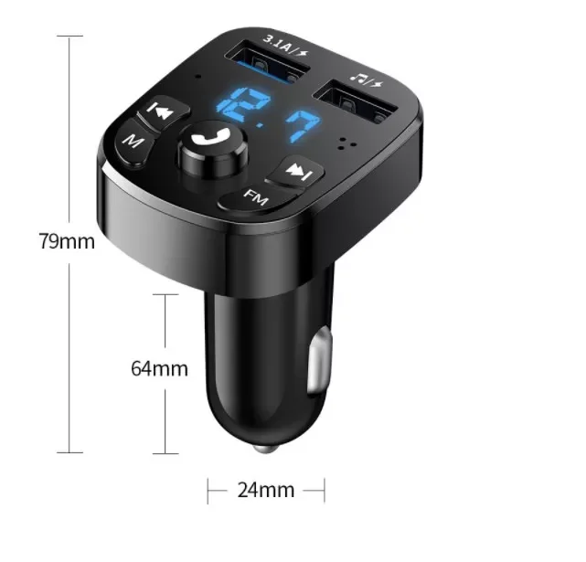 FM Transmitter Car Dual USB Wireless Radio MP3 Music Player Car Kit with Hands-Free Call