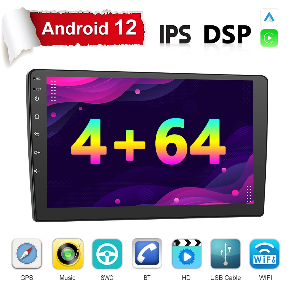 Hengdesen Android12 Car Radio 2Din 8 Core 9' IPS Screen 4+64GB Car Stereo Carplay Android Auto AI Voice 4G BT GPS Wi-Fi RDS DSP