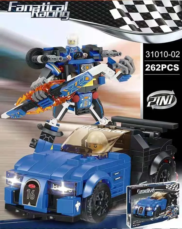 RTS Legoing 4 Types Racing Car Mixed Transform Robot Blocks Set Stem DIY Building Blocks Toys For Kid Wholesale OEM ODM