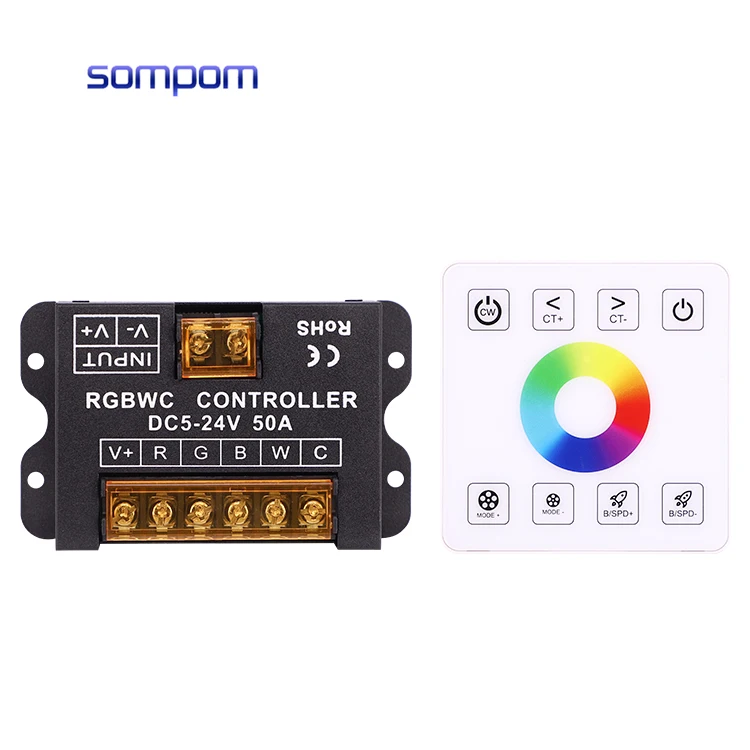 RGBWC DC 5-24V 50A Железный Корпус RGB светодиодный контроллер затемнения с Type RF полный сенсорный дистанционный диммер