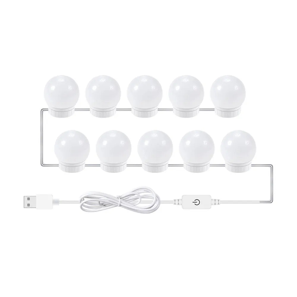 LED Makeup Mirror Light Bulbs USB 5V Hollywood Bathroom Dressing Table Lighting Dimmable LED Wall Lamp