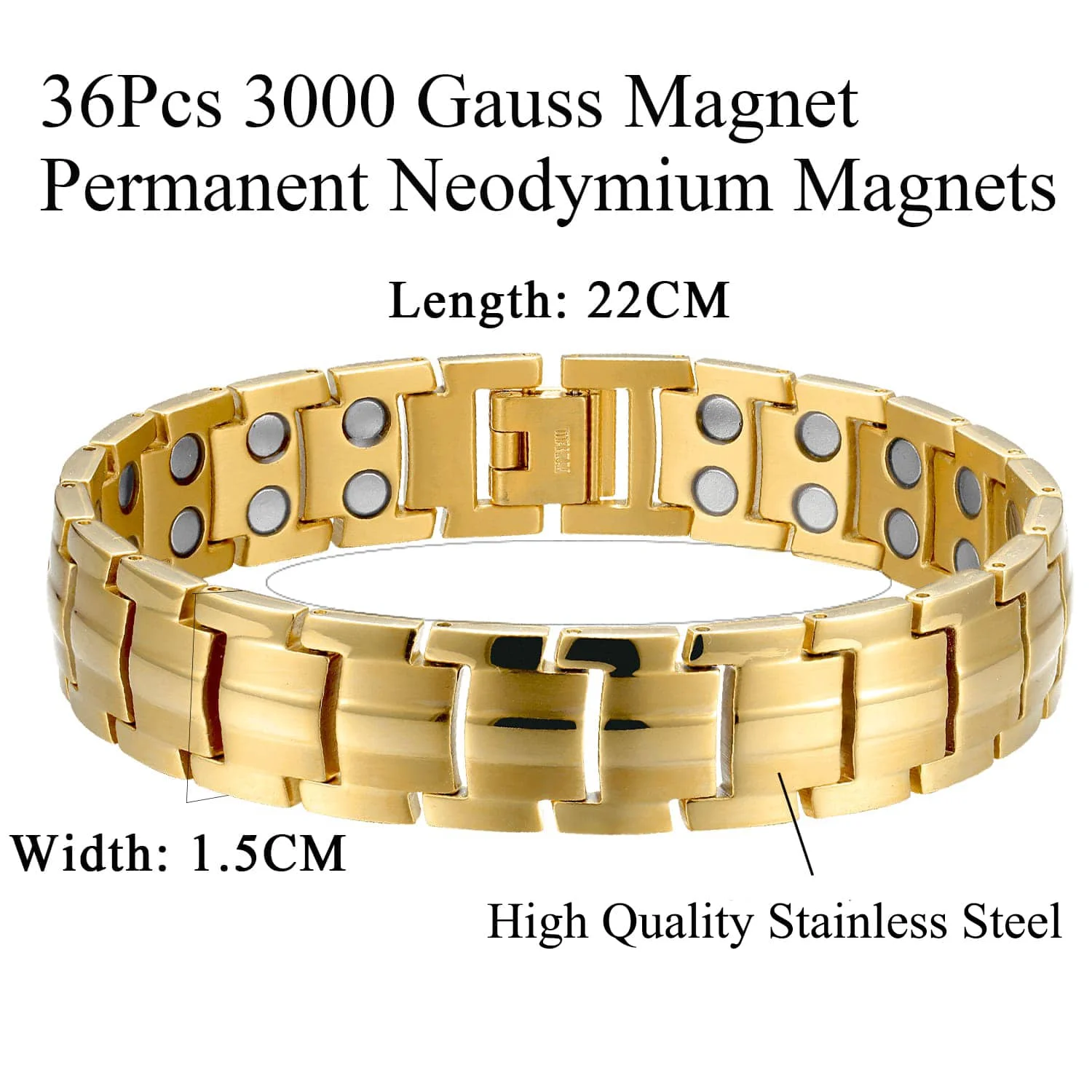 Luxury Silver 24K Gold Plated Titanium Stainless Steel Bracelet Wholesale Germanium Ion Energy Magnetic Men Bracelets Health