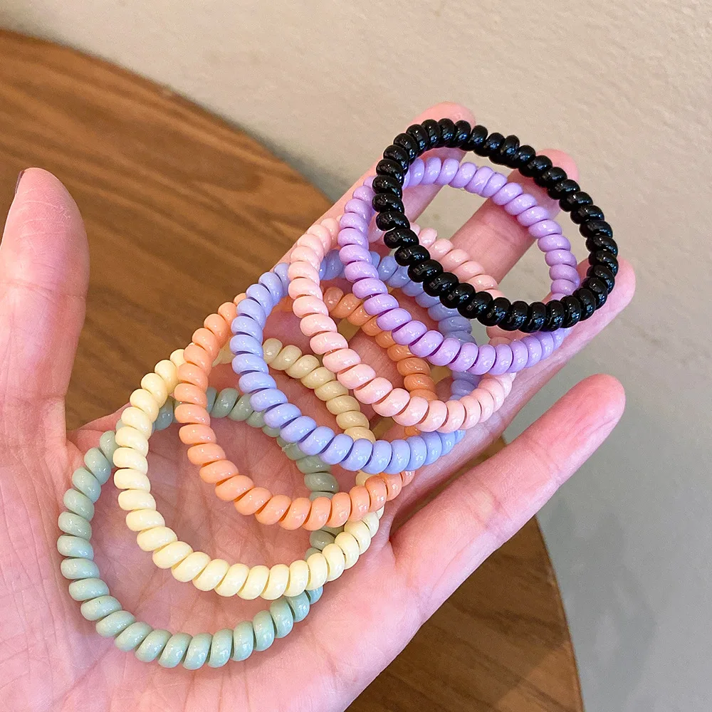 7 Colors Telephone Wire Hair Tie Spring Hair Coil Elastic Hair Band Women Girls Ponytail Holder Accessories