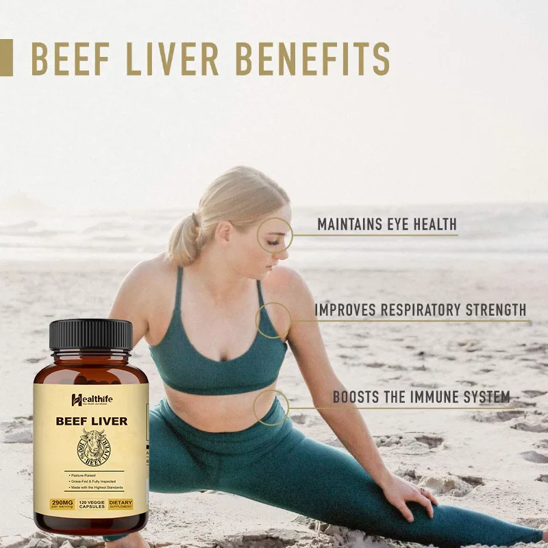 Healthife New Zealand Beef Liver Capsule 500mg/180caps/Bottle Grass Fed Beef Organ Capsule