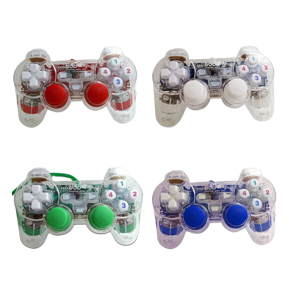 LQJP For PC Controller LED Wired USB Gamepad Vibration Joystick Game Controller Joypad For PC Laptop For Win7/10/XP Clear