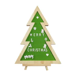Christmas Tree Felt Letter Board Wood Frame Letterboard Wooden Felt Message Board for Christmas Decor