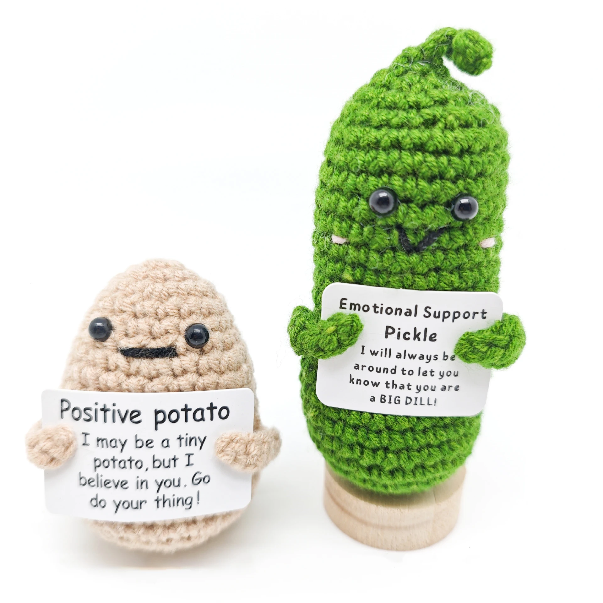 62 Designs pocket hug mini crochet positive potatoes toys positive affirmation card emotional support pickle plant crochet dolls