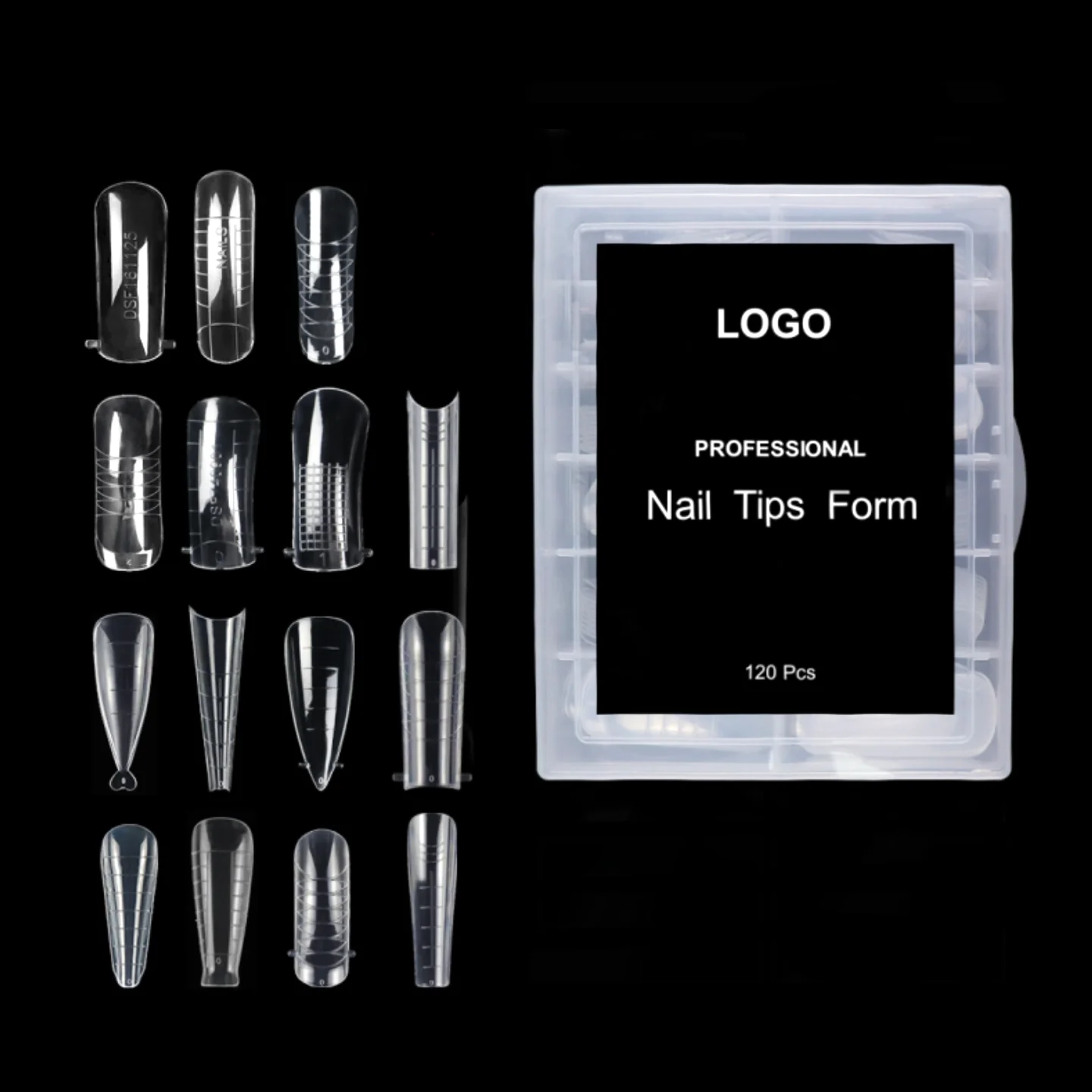 Private Label Professional Nail Extension Plastic Nail Forms Nails Shape Form Tips Reusable 120 pcs