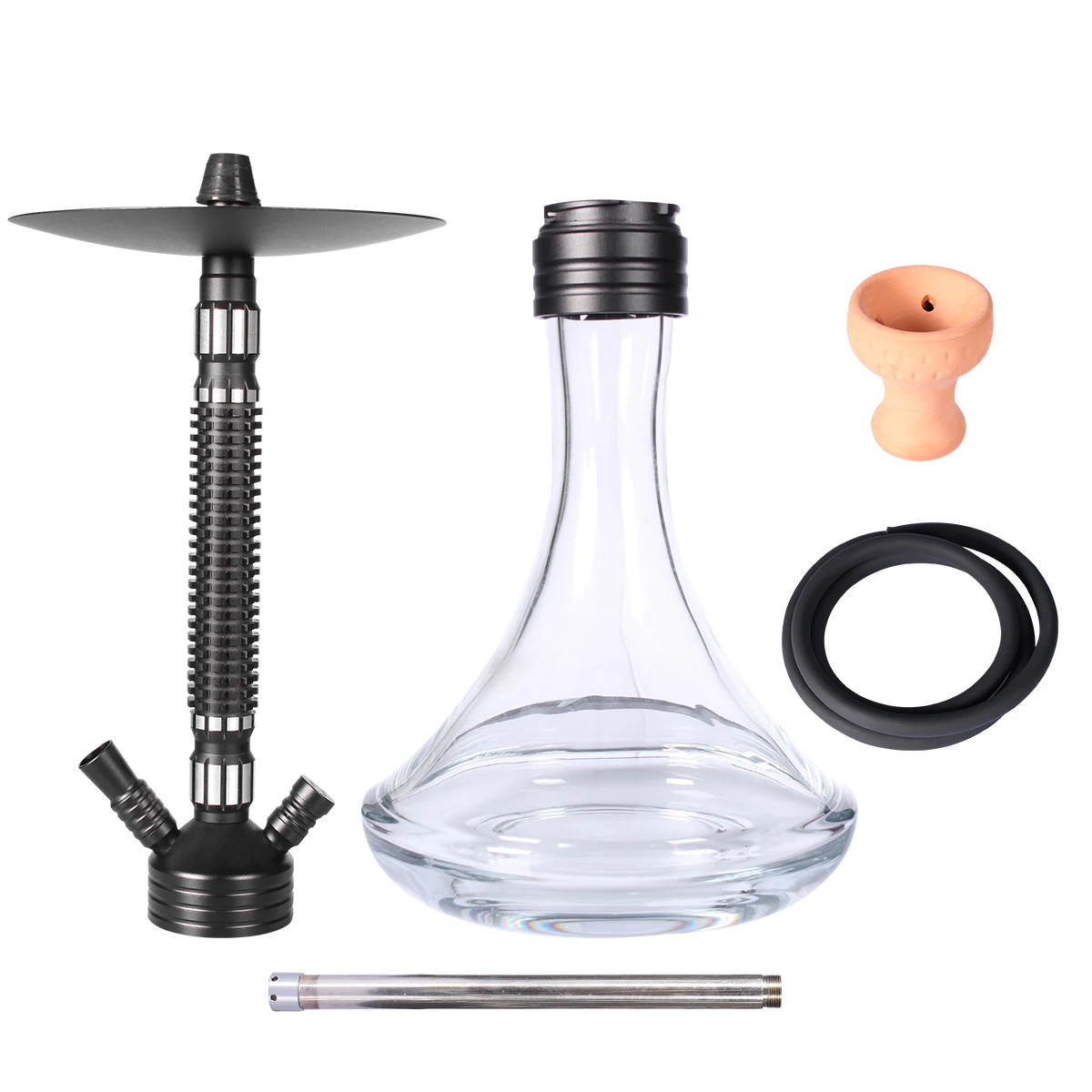 New Design Hot Sale Wholesale Cheap Aluminum Hookah Shisha Glass Hookah Chicha  Shisha with Silicon Hose