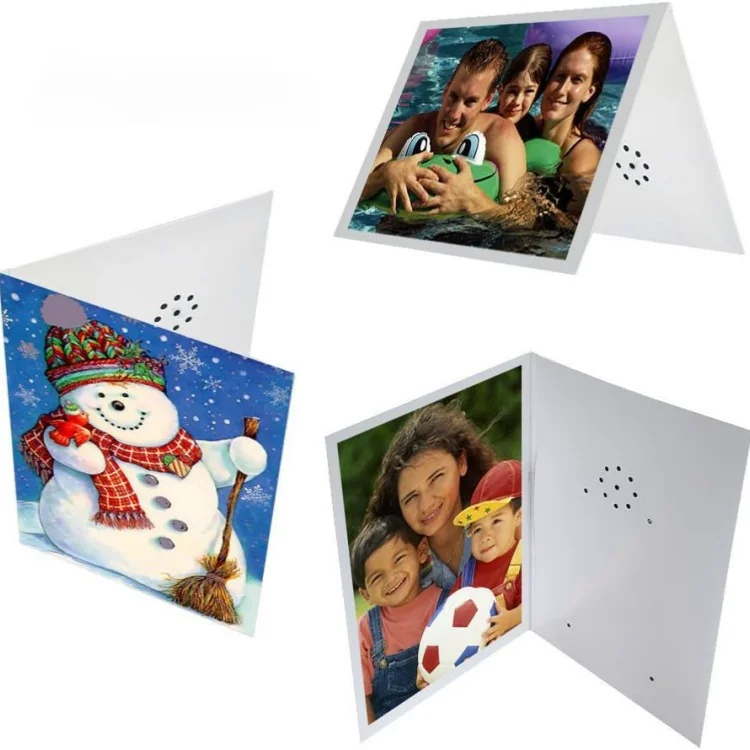 Factory customized folded voice recording greeting card Christmas sound recordable card speaking invitation card