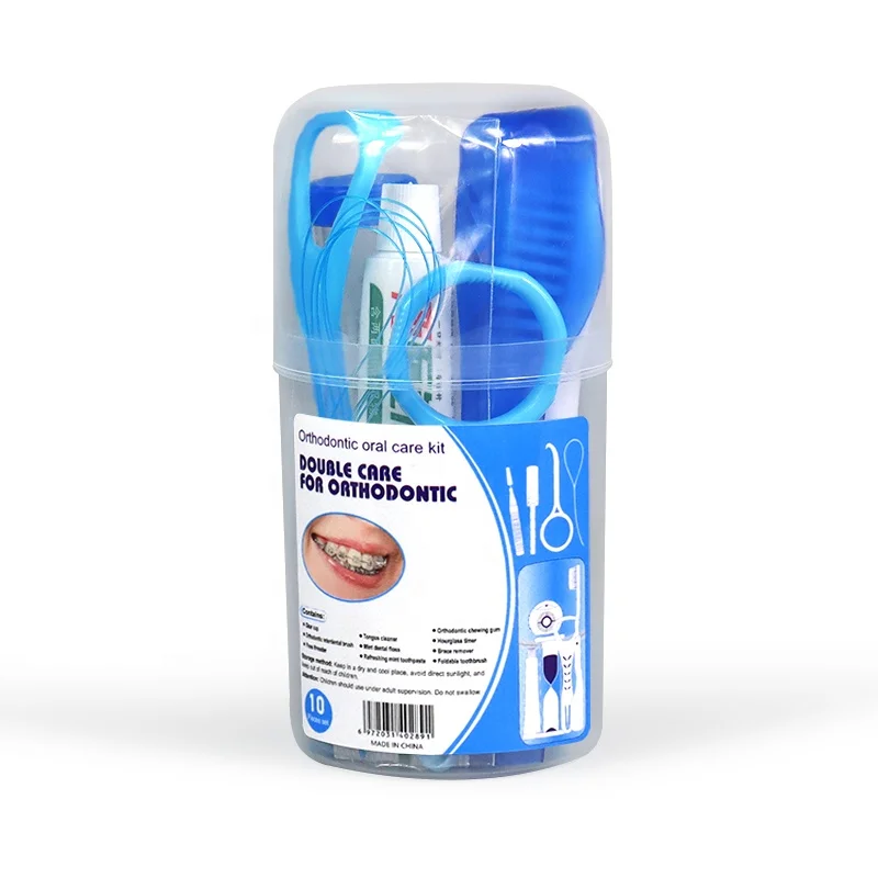 Wholesale Private Label Orthodontic Interdental Brush Tongue Cleaner Dental Floss Threader Pick Travel Oral Care Hygiene Kit