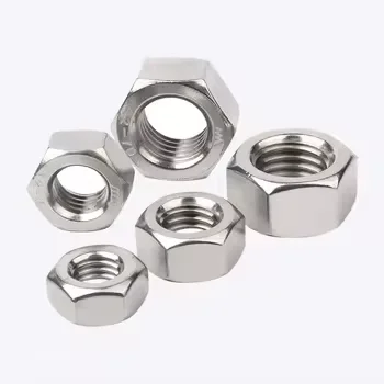 Factory direct sale SUS304 stainless steel Din934 silvery hexagon nuts M8 hex nuts