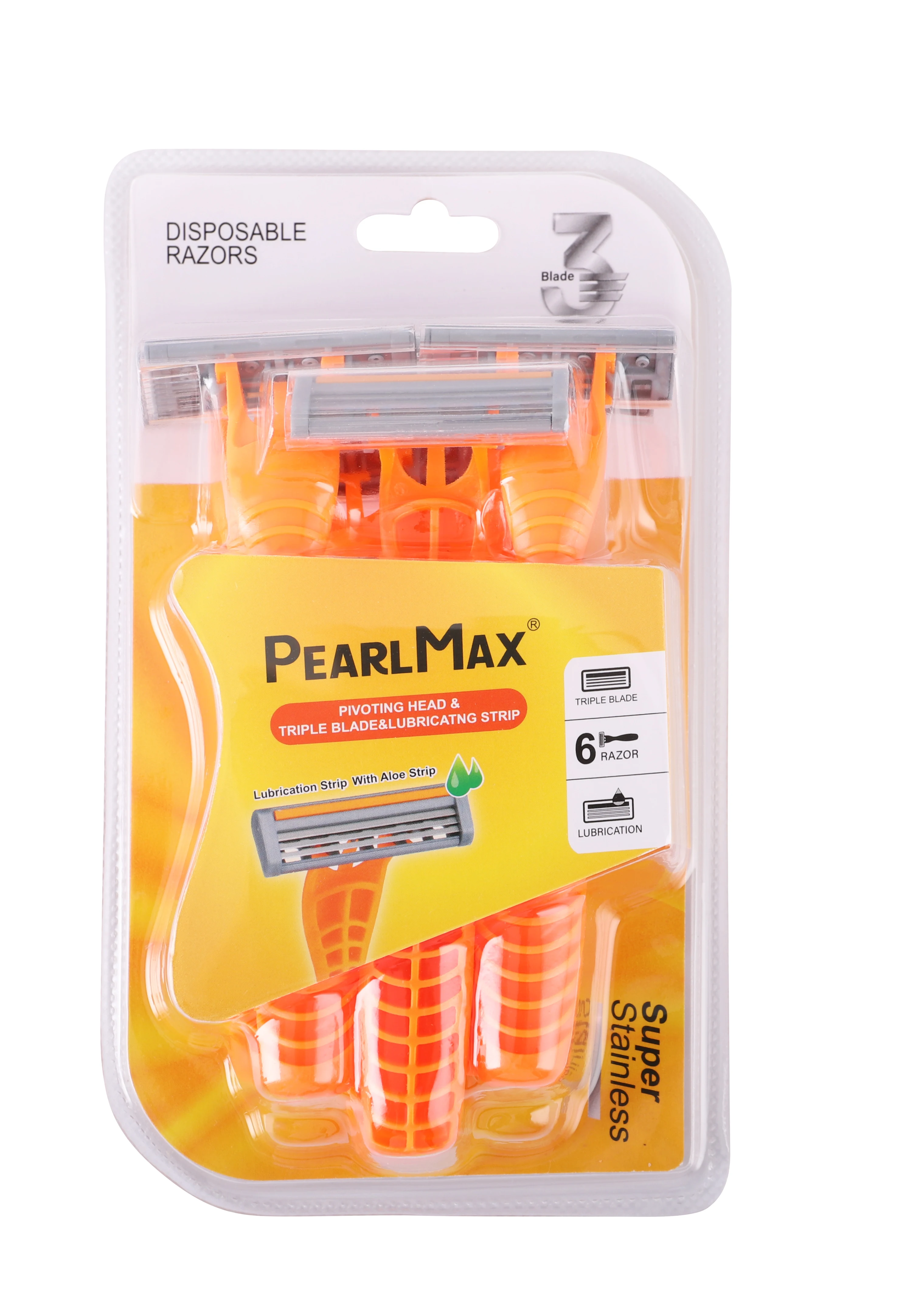 Pearlmax 6pcs/pack Thriple Blades Facial Hair Remover Pivoted Women Safety Body Beauty Shaving Razor Kit