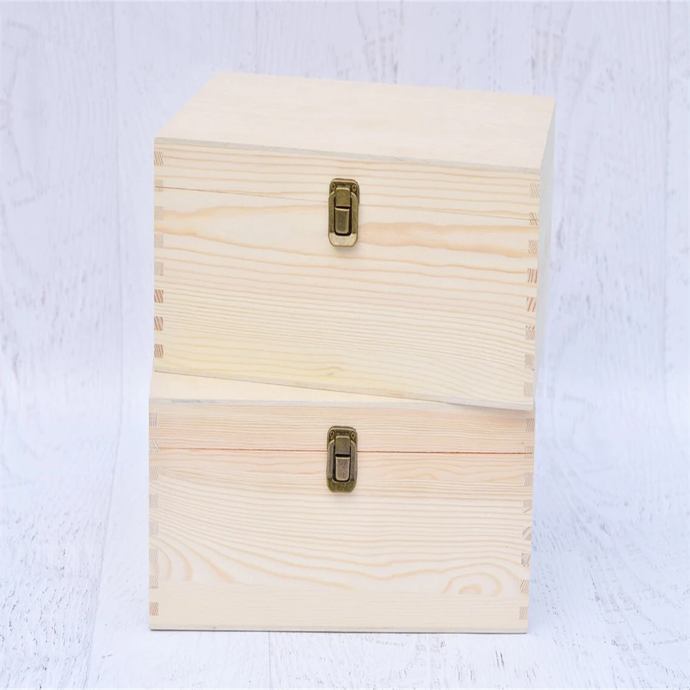 Wholesale Custom Hinges Keepsake Wooden Personalized Unfinished Handmade Pine Memory Storage Engraved Gift Box