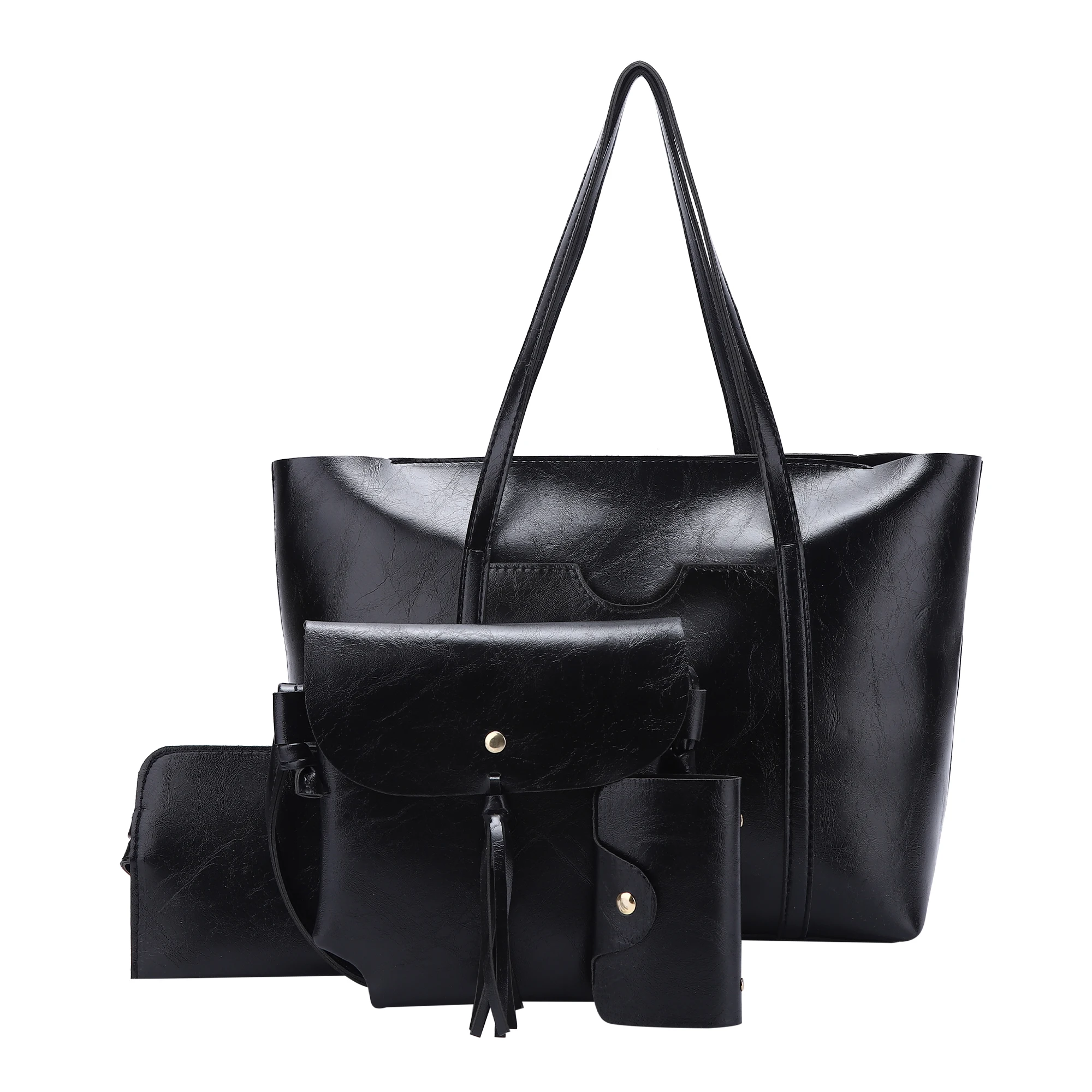 Angelkiss eco vegan pu leather stylish ladies tote purse shoulder bag tote handbags sets 4 in 1  for women