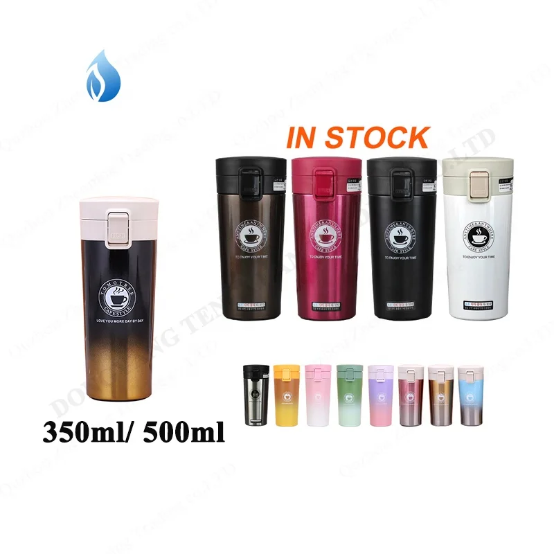 ZP 350ml 550ml In stock New Creative Stainless Steel Coffee Thermos Vacuum Flasks Men And Women Bounce Cover Car Business Mug