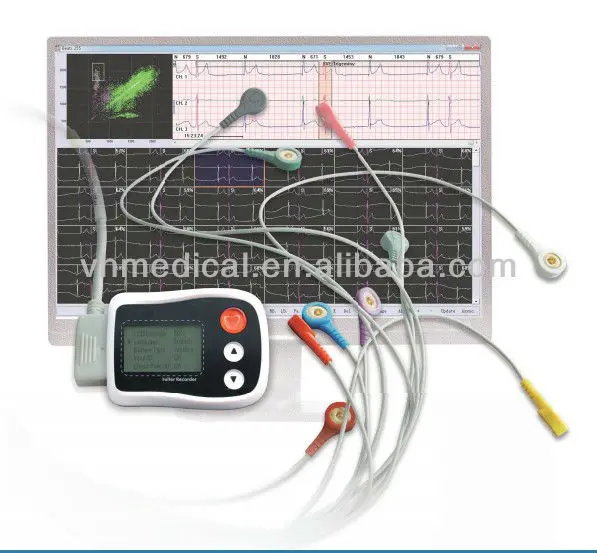 Hot sales 24-hour ambulatory event smart remote control ecg recorder wireless holter machine with heart pacemaker channel