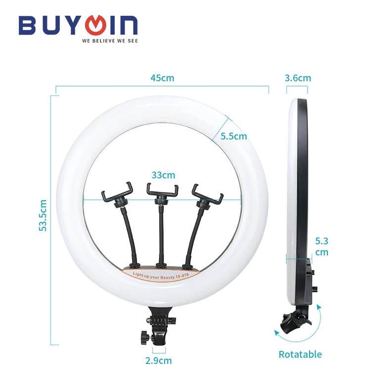 18inch Led Video Lighting For Youtube Makeup Photography phone ring Fill Light 18 Inch Selfie Ring Light With Tripod Stand