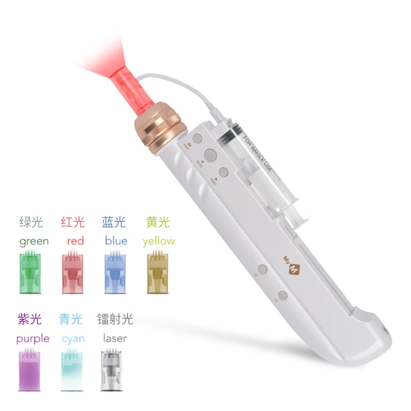 New 3 in 1 Mini Water Mesotherapy Injector with 7 lights Nano Derma Pen Electric Microneedle Pen