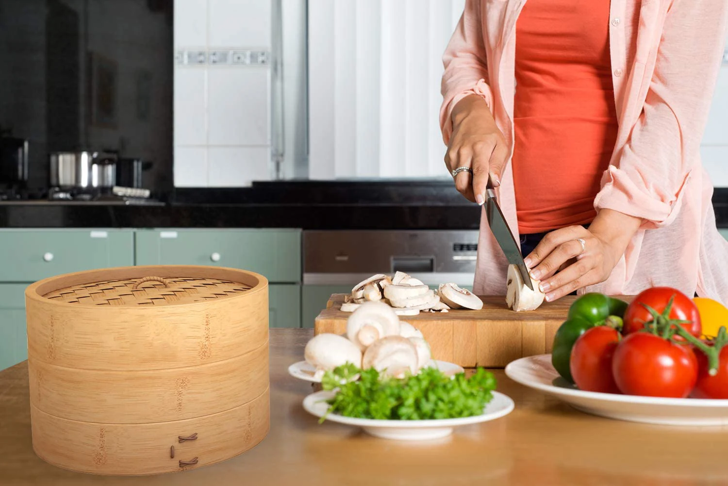 New Arrival Household 10 Inch Natural Bamboo Steamer Basket Multilayer Bamboo Steamer