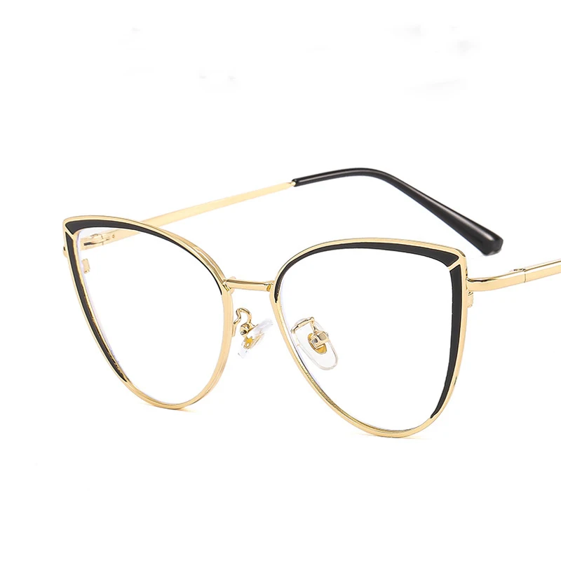 8217 Trendy cat eye Metal Frames photochromic Glasses Anti Blue Light Optical Frame women Eyeglasses