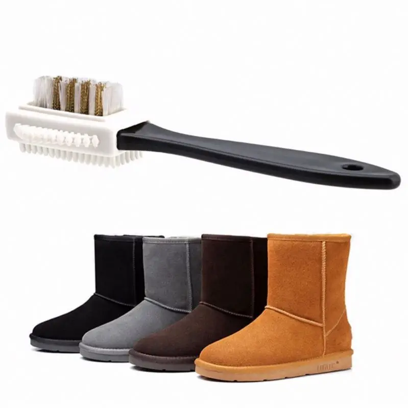 For nubuck upper and suede Shoe polishing shine dust cleaning with rubber and steel  cleaning brush