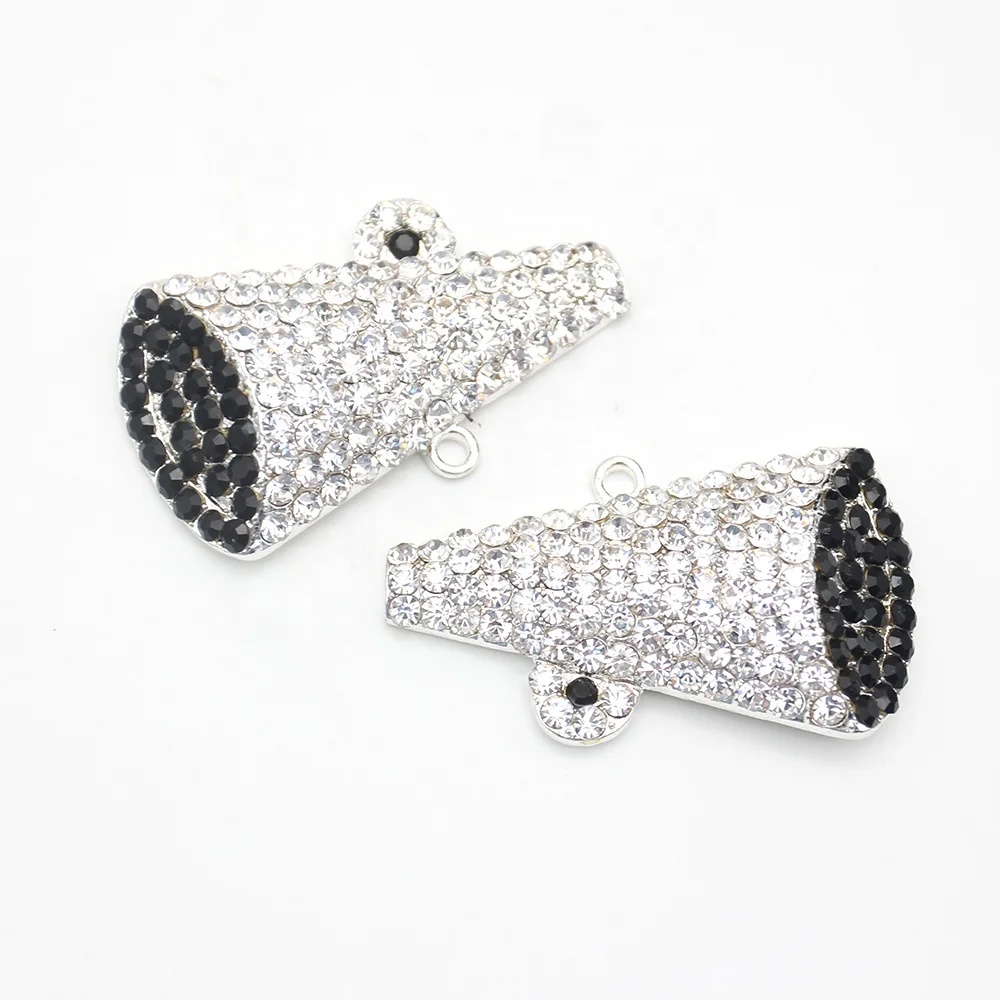 Funny Chunky Rhinestone Crystal Enamel Cheerleader Cheer Megaphone Toggle Pendant for Necklace