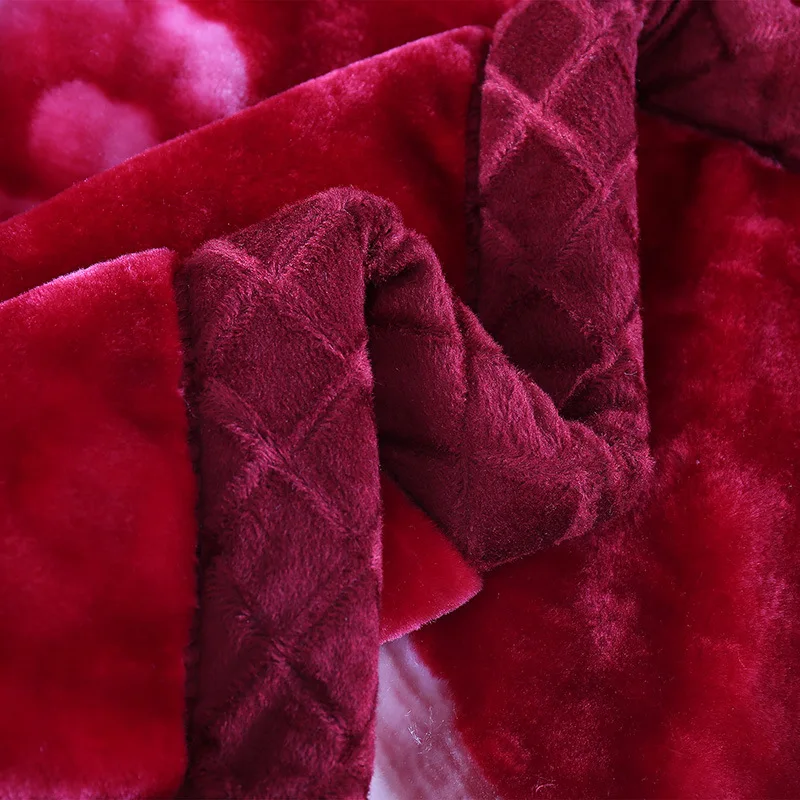 Raschel Blanket Polyester Double-layer Thick Blanket Winter Warm Flower Printed Pattern Soft Sleeping Blanket 5KG