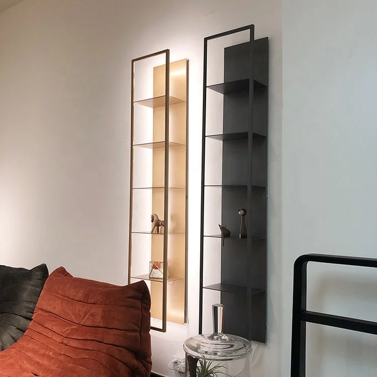 Minimalist Style Living Room Wall Shelf Black Storage Display Aluminium Floating Shelves