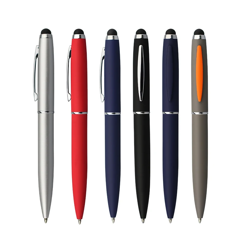 Luxury promotion stylus ballpoint metal soft touch rubber pen with custom logo