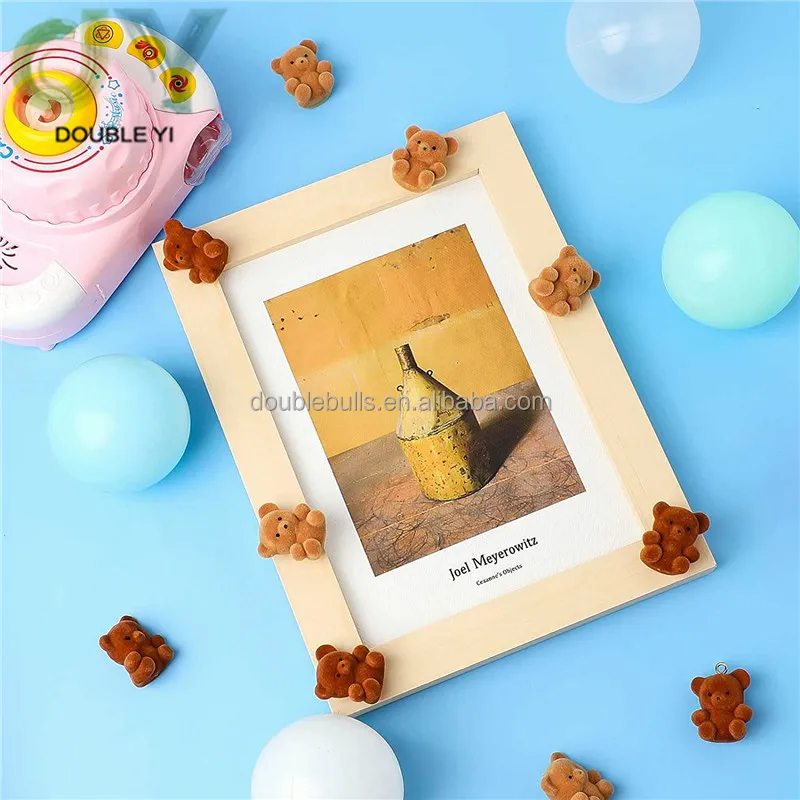 Custom colorful teddy flocking bear mini creative miniature plush stuffed bear decorations for birthday baby shower wedding