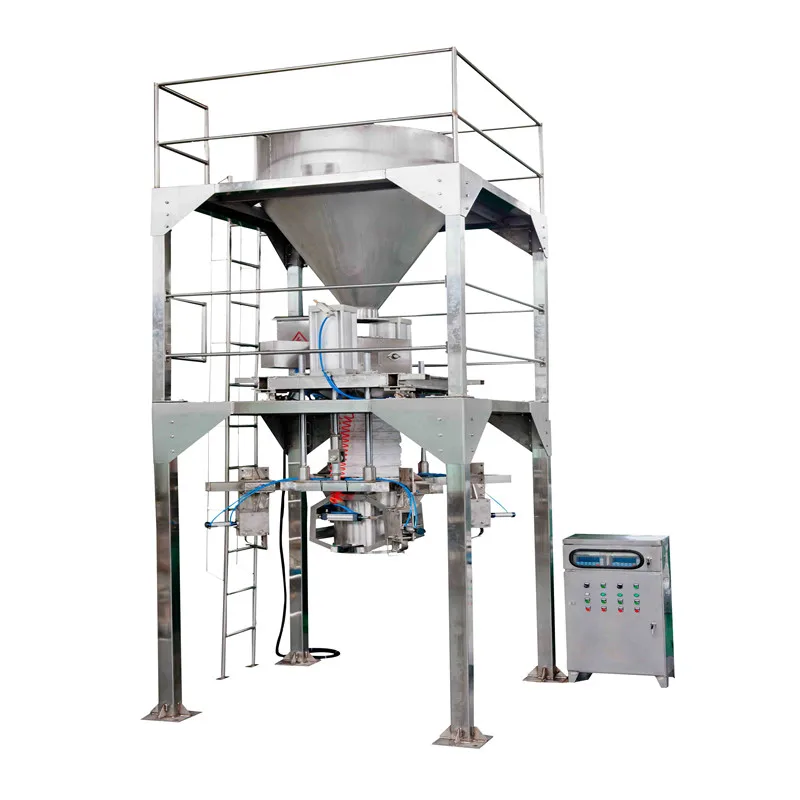 Ton Bag Packaging Machine Lime Ore Weighing Filling Sealing Granule Robotic Palletizer and Pallet Wrapper for Cement 0.4-0.6mpa