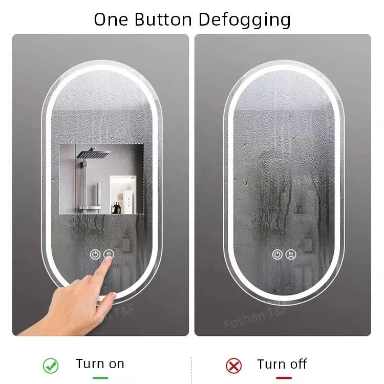 Arch Oval Bathroom Anti Fog Smart Mirror Illuminated Led Vanity Mirror for Hotel Bathroom Project