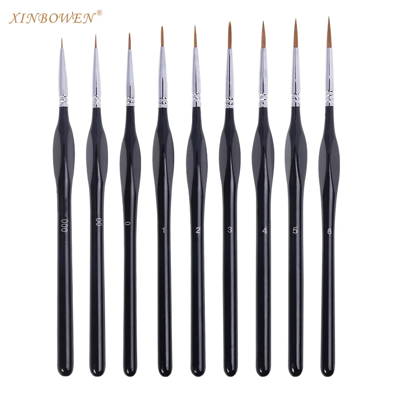 Xinbowen pinceles arte Hook Line Pen 9 Pcs paintbrush Triangular Handle Detail Brush Artist Drawing Brush Set