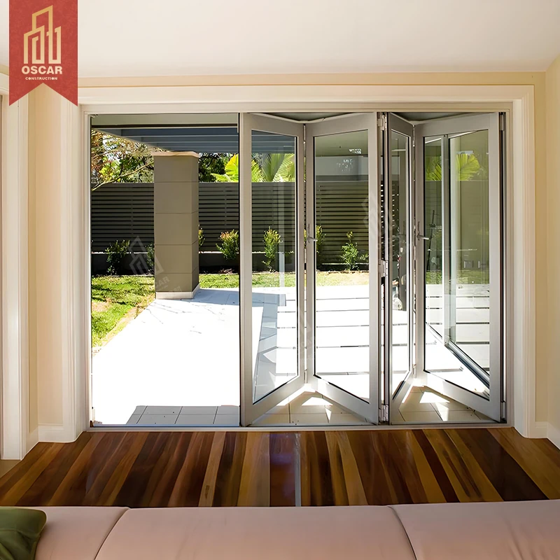 Oscaracso Exterior Conceal Pocket Slide Doors Inside Stacking Sliding Patio Door Large Double Tempered Aluminumdoor Hidden Glass
