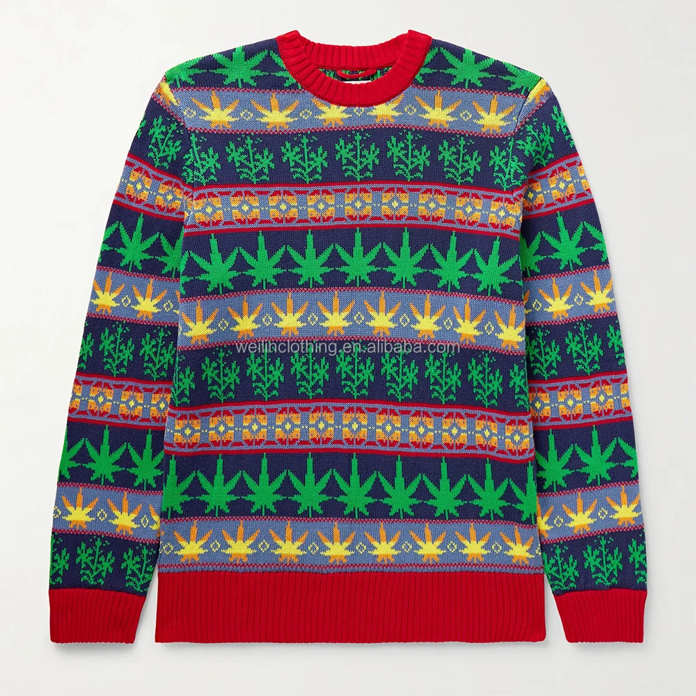 Custom Winter Pullover Knit Jacquard Weave Ugly Christmas Sweater for Men