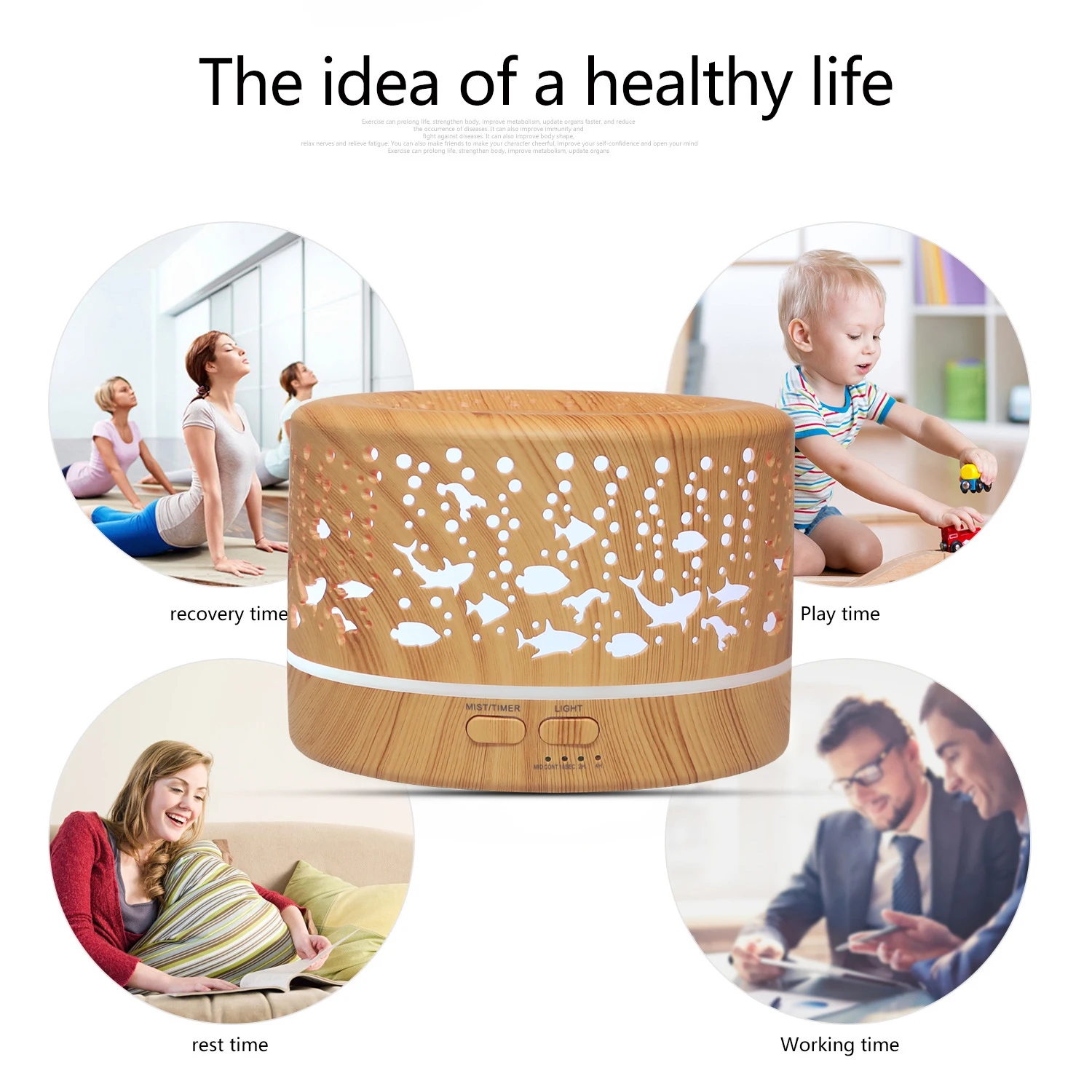 New products 2022 unique ultrasonic air humidifier air purifier essential oil mist 500ml wood grain aroma diffuser